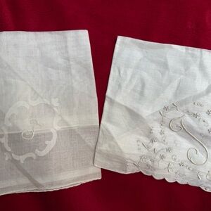 Vintage White Embroidered Handkerchiefs